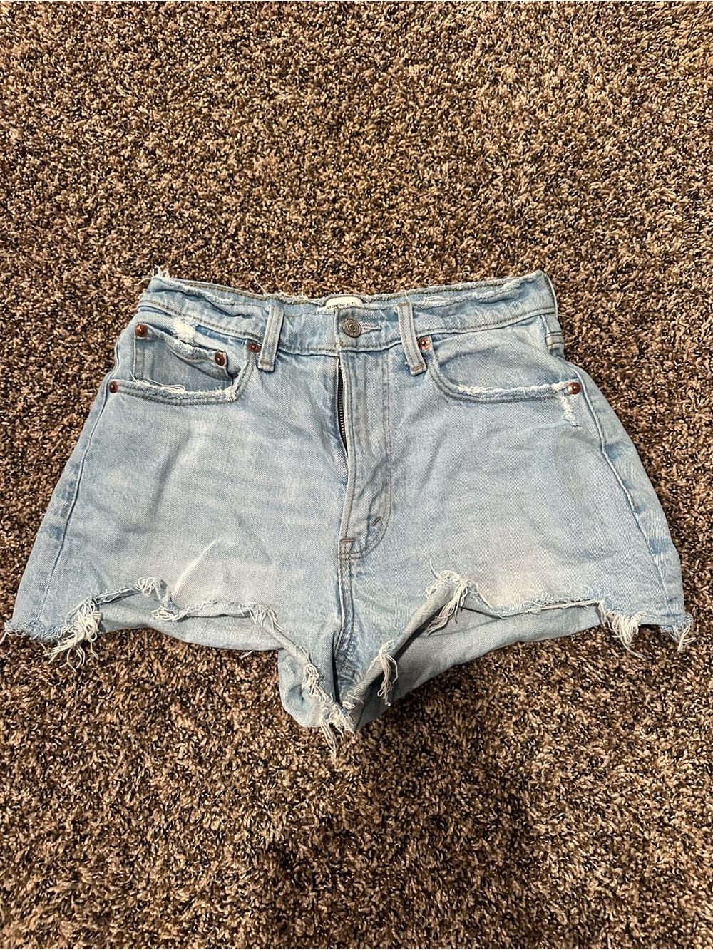 Abercrombie & Fitch Light Wash Distressed Denim Shorts